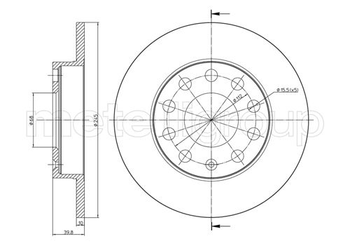 Metelli MET-DBR23-0748C Metelli Brake Rotor Audi / Seat