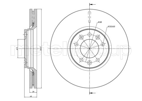 Metelli MET-DBR23-0886C Metelli Brake Rotor Citro+N / Fiat/ Peug/ for Toyota