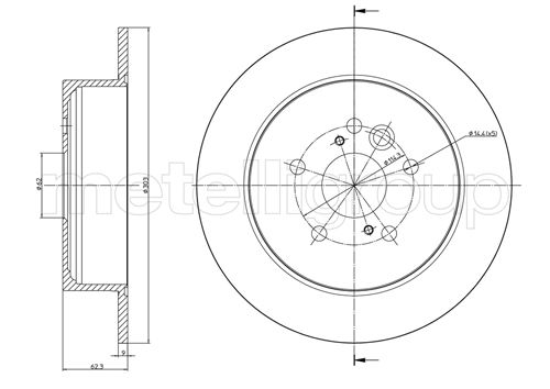 Metelli MET-DBR23-0803C Metelli Brake Rotor for Toyota