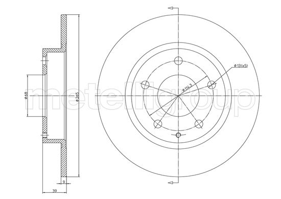 Metelli MET-DBR23-1524C Metelli Brake Rotor for Mazda