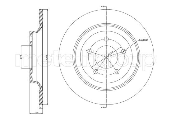Metelli MET-DBR23-1081C Metelli Brake Rotor for Mazda