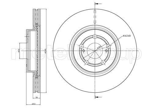 Metelli MET-DBR23-0854C Metelli Brake Rotor for Toyota