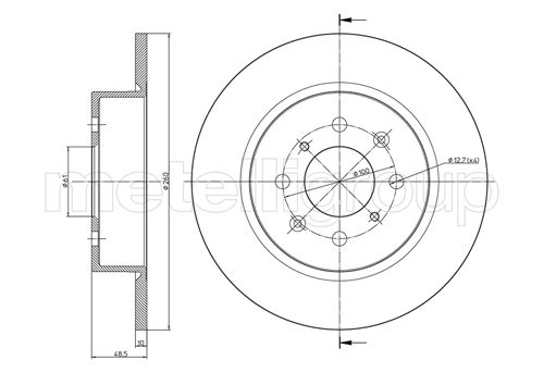 Metelli MET-DBR23-0612C Metelli Brake Rotor Rover