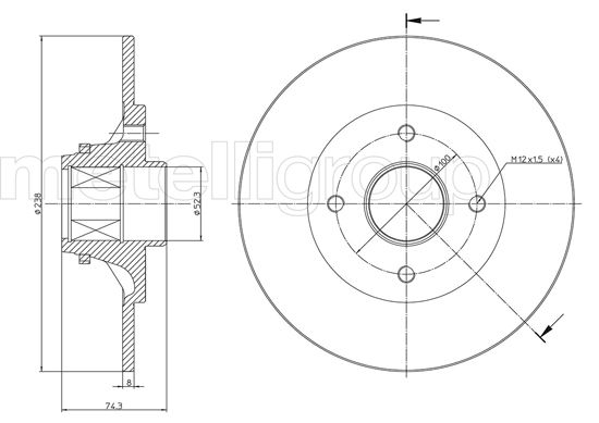 Metelli MET-DBR23-0384 Metelli Brake Rotor Renault / Lcv Truck