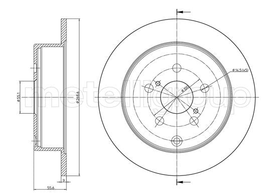 Metelli MET-DBR23-1063C Metelli Brake Rotor for Toyota