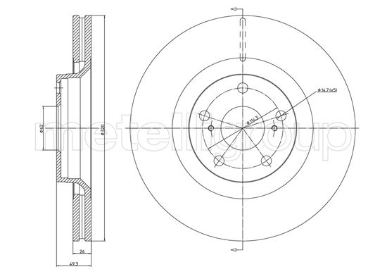 Metelli MET-DBR23-1333C Metelli Brake Rotor for Toyota