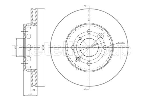 Metelli MET-DBR23-0504 Metelli Brake Rotor Kia
