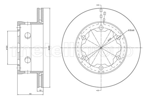 Metelli MET-DBR23-0645 Metelli Brake Rotor Mercedes Benz / VW