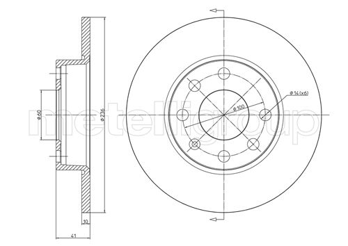 Metelli MET-DBR23-0071 Metelli Brake Rotor BedFord / Opel
