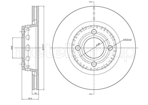 Metelli MET-DBR23-0330 Metelli Brake Rotor Audi