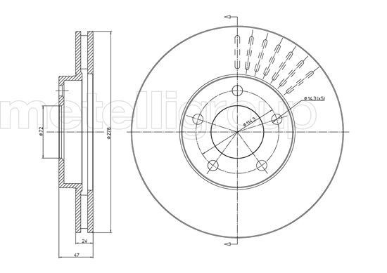Metelli MET-DBR23-1036C Metelli Brake Rotor Ford Europe / for Mazda