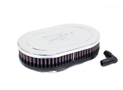 K&N Filters KNRA-075V Universal Chrome Air Filter 2-9/16"O/S Flg 7" X 4-1/2" 1"