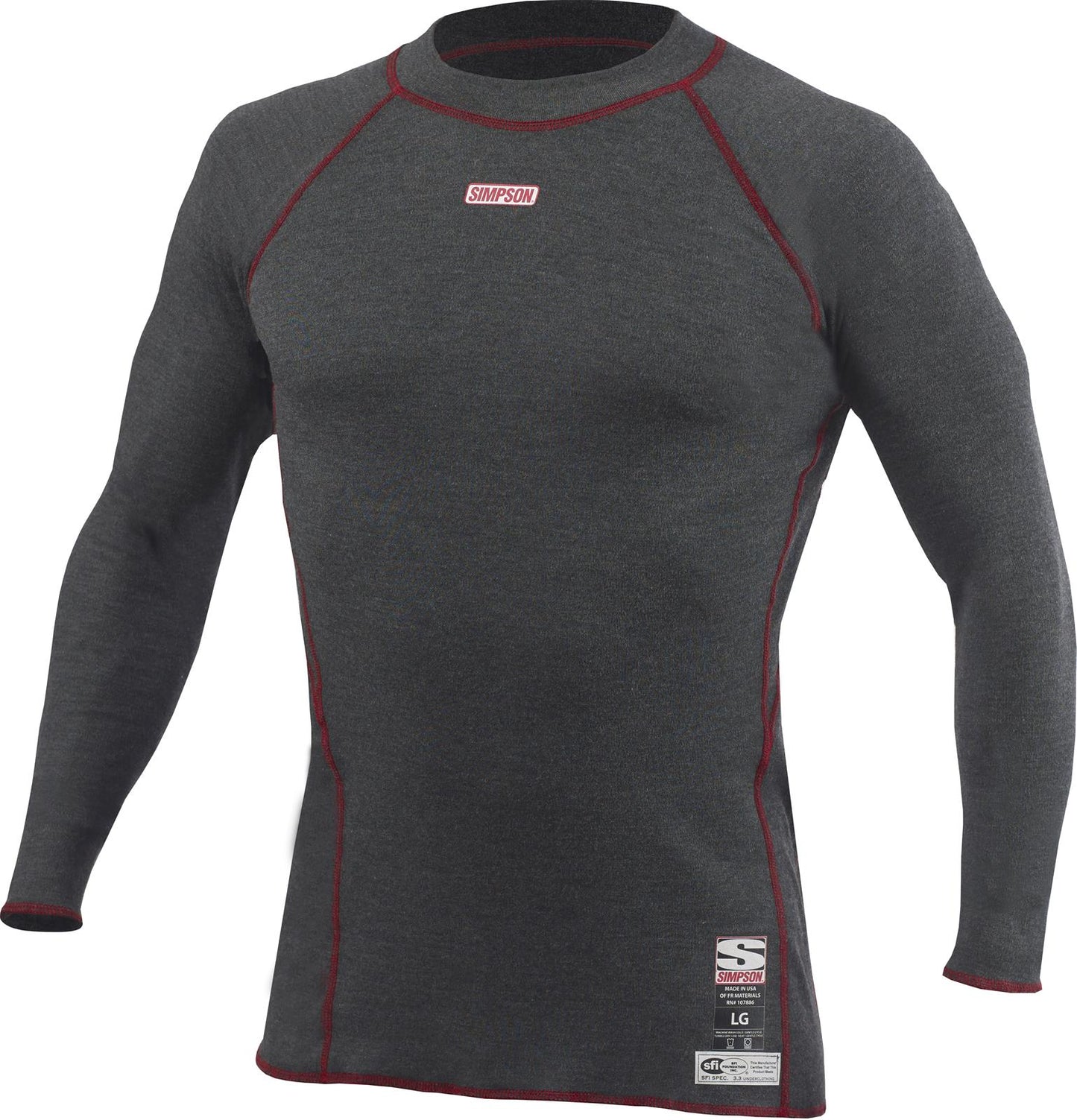 Simpson SI20117L Soft Knit 6Oz Contoured Carbonx Underwear Large Grey Top SFI ApprOved