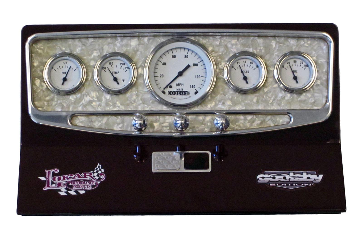Lokar LK-BDI-9139 Goolsby Oval Dash Insert 5 Gauge Mother Of Pearl - Polished Suit 3-3/8" & 2-1/16" Gauges