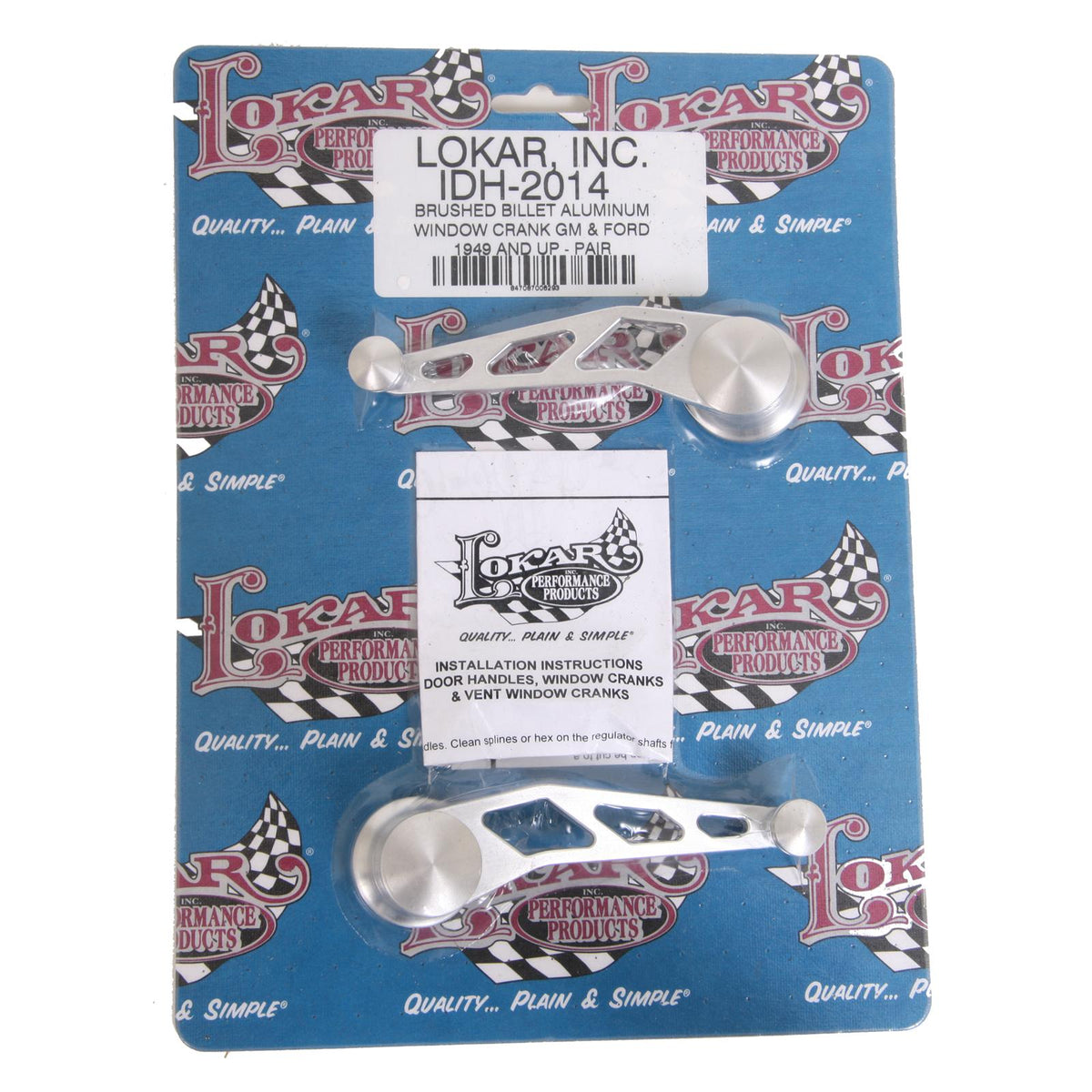 Lokar LK-IDH-2014 Brushed Billet Aluminum Window Crank Suit Gm & Ford 1949-Up Pair