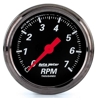 AutoMeter AU1497 Designer Black 2-1/6" Elec In-Dash Tacho 7000 RPM Black Chrome