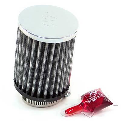 K&N Filters KNRC-1280 Universal Chrome Air Filter 1-7/8" 10 Deg Flg 3"Od 4"H"