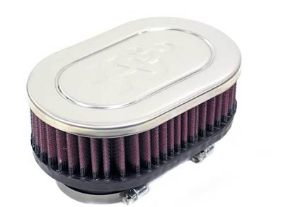 K&N Filters KNRC-2360 Universal Chrome Air Filter 2-1/8"Dual Flg 6-1/4" X 4"Od"
