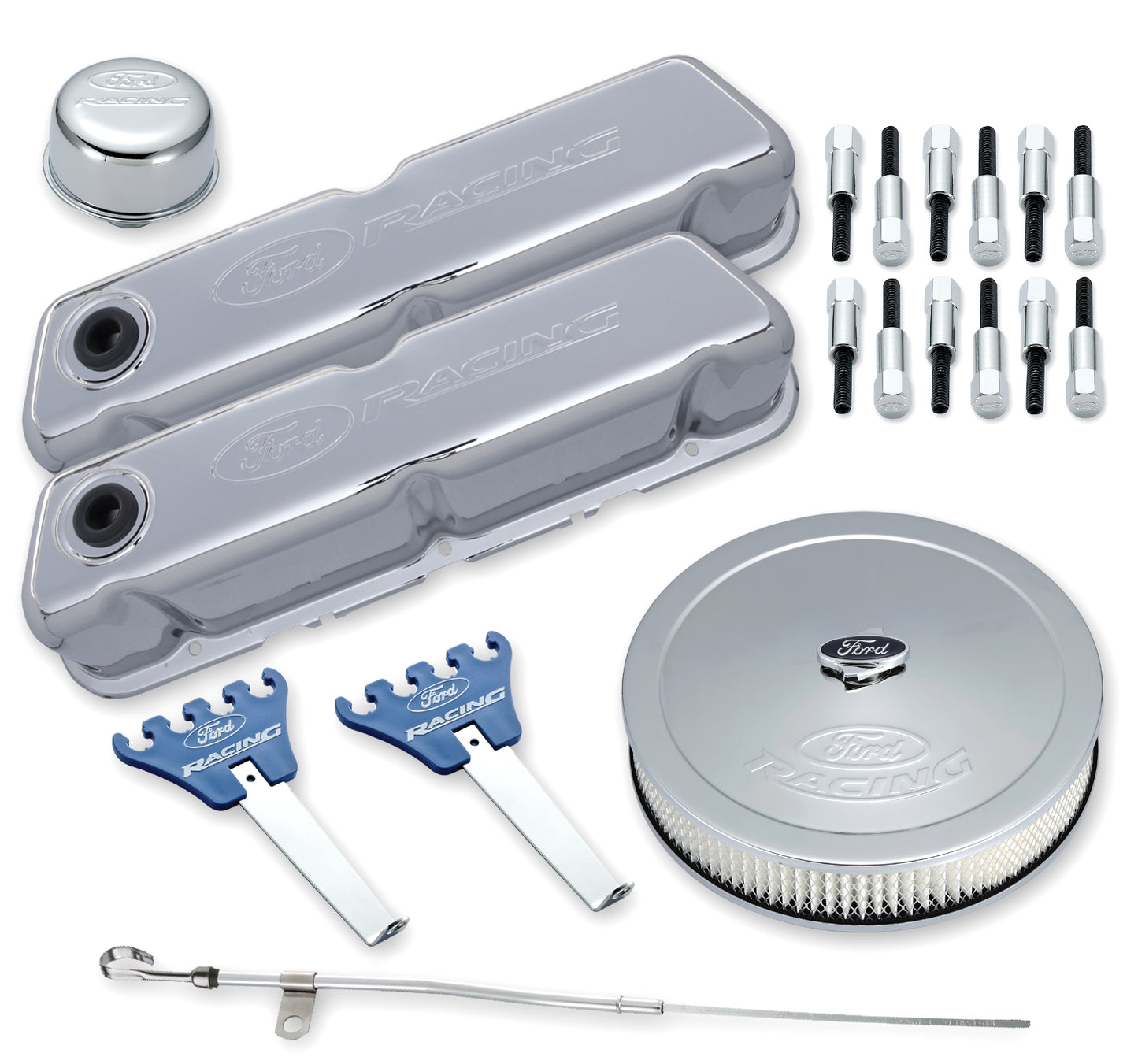 Ford Racing FMS-302-515 Ford Racing' Dress-Up Kit Chrome Embossed Logos