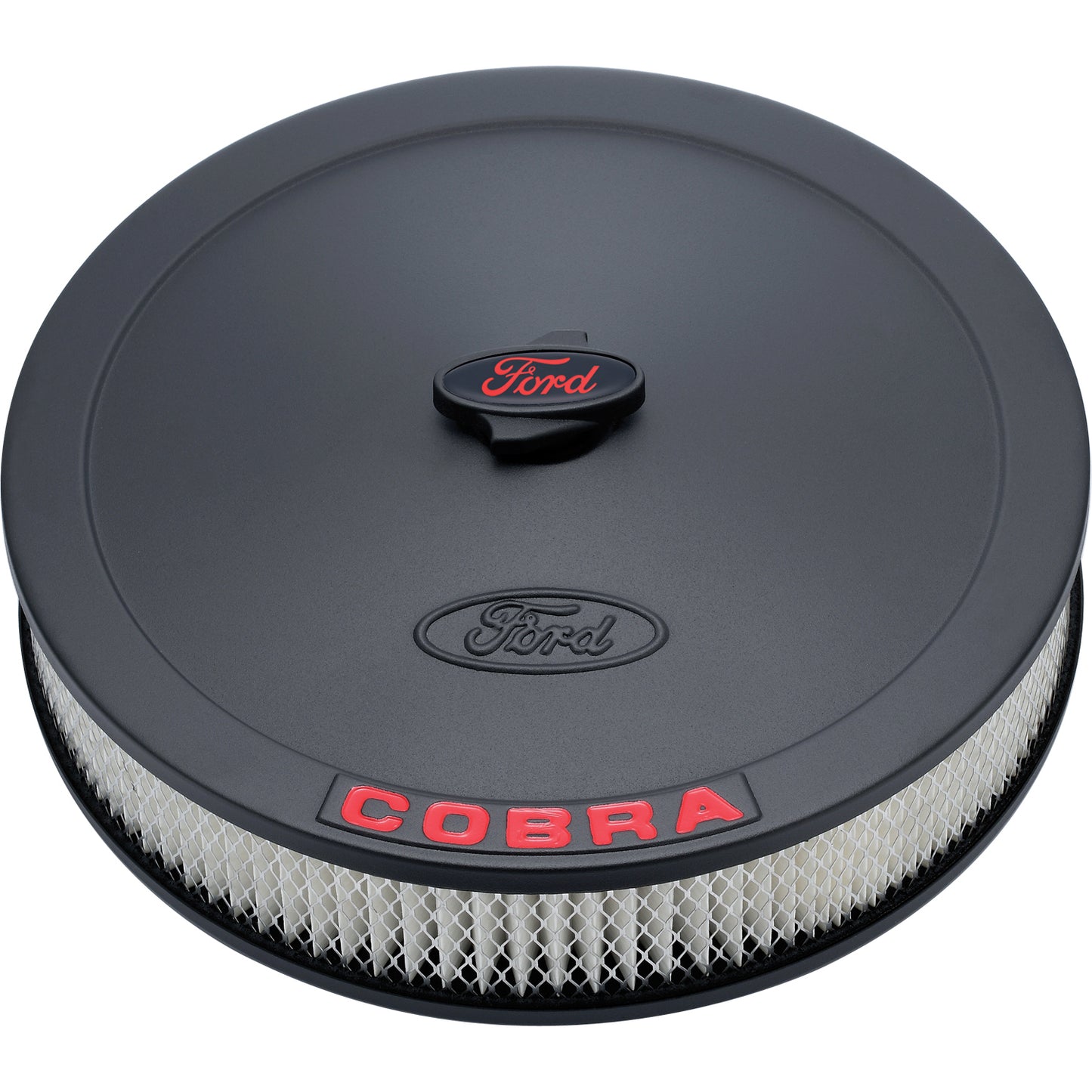 Ford Racing FMS-302-372 Ford Cobra' Air Cleaner Kit Black Crinkle Raised Ford Logo Red Cobra Logo