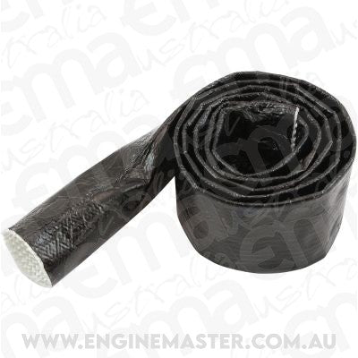 Aeroflow AF91-5011BLK Aluminised Heat Sleeve 5/8"-1"Black Finish 3.7 Meter / 12Ft
