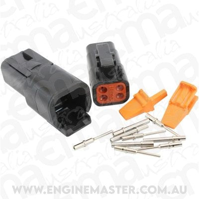 Aeroflow AF49-9104 Weathertight Dtm 4 Pin Black Connector Kit Deutsch Dtm Styl