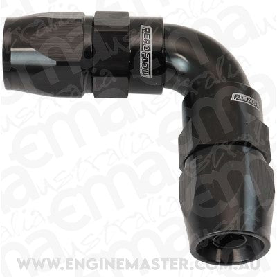 Aeroflow AF593-06-06DBLK 90 Deg -6AN To -6AN Teflon Full Flow Hose Ends Black Ptfe
