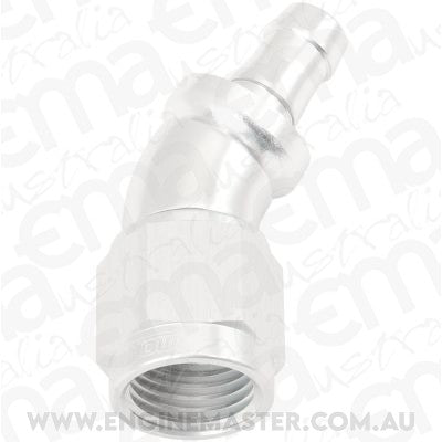 Aeroflow AF517-06-05S -6AN To 5/16" Barb 30 Deg Fullflow Push Lock Silver