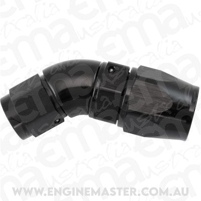 Aeroflow AF572-08-06DBLK Stepped 45 Degree End -8 Hose To -6AN Expander Hose End Blacteflon AF 572-08-06Dblk