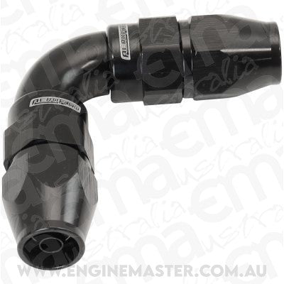 Aeroflow AF593-04-04DBLK 90 Deg -4AN To -4AN Teflon Full Flow Hose Ends Black Ptfe