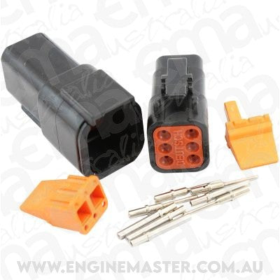Aeroflow AF49-9106 Weathertight Dtm 6 Pin Black Connector Kit Deutsch Dtm Styl