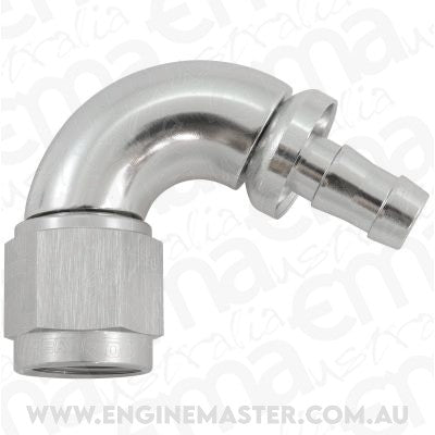 Aeroflow AF514-06-05S -6AN To 5/16" Barb 120 Degree Full Flow Push Lock Silver