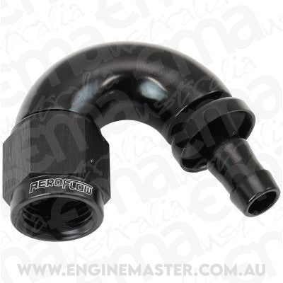 Aeroflow AF515-06-05BLK -6AN To 5/16" Barb 150 Degree Full Flow Push Lock Black