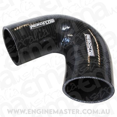 Aeroflow Performance AF9205-225 Gloss Black 135° Silicone Elbow Hose 2-1/4" (57mm) I.D 4-Ply, 5.3mm Wall Thickness, 100mm Le g