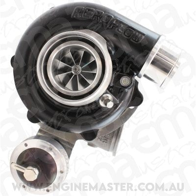 Aeroflow Performance AF8005-2013BLK BOOSTED 4849 .72 Turbocharger 550HP, Hi Temp Black Finish Internal Wastegate, V-Band Inlet & Exhaust Flanges