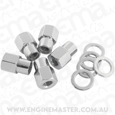 Weld Racing Alumastar Wheels, Centreline Convo Pro Wheels 0.550" Shank Open Chrome Wheel Nuts 1/2-20" Pack of 5, Washer Seat with Shank Aeroflow Performance Products AF3032-6000