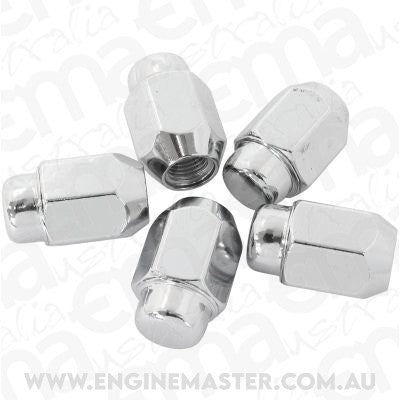 Aeroflow Performance Products AF3041-2000 Acorn Medium Closed Chrome Wheel Nuts - 7/16-20" Pack of 5, 60 Degree Taper