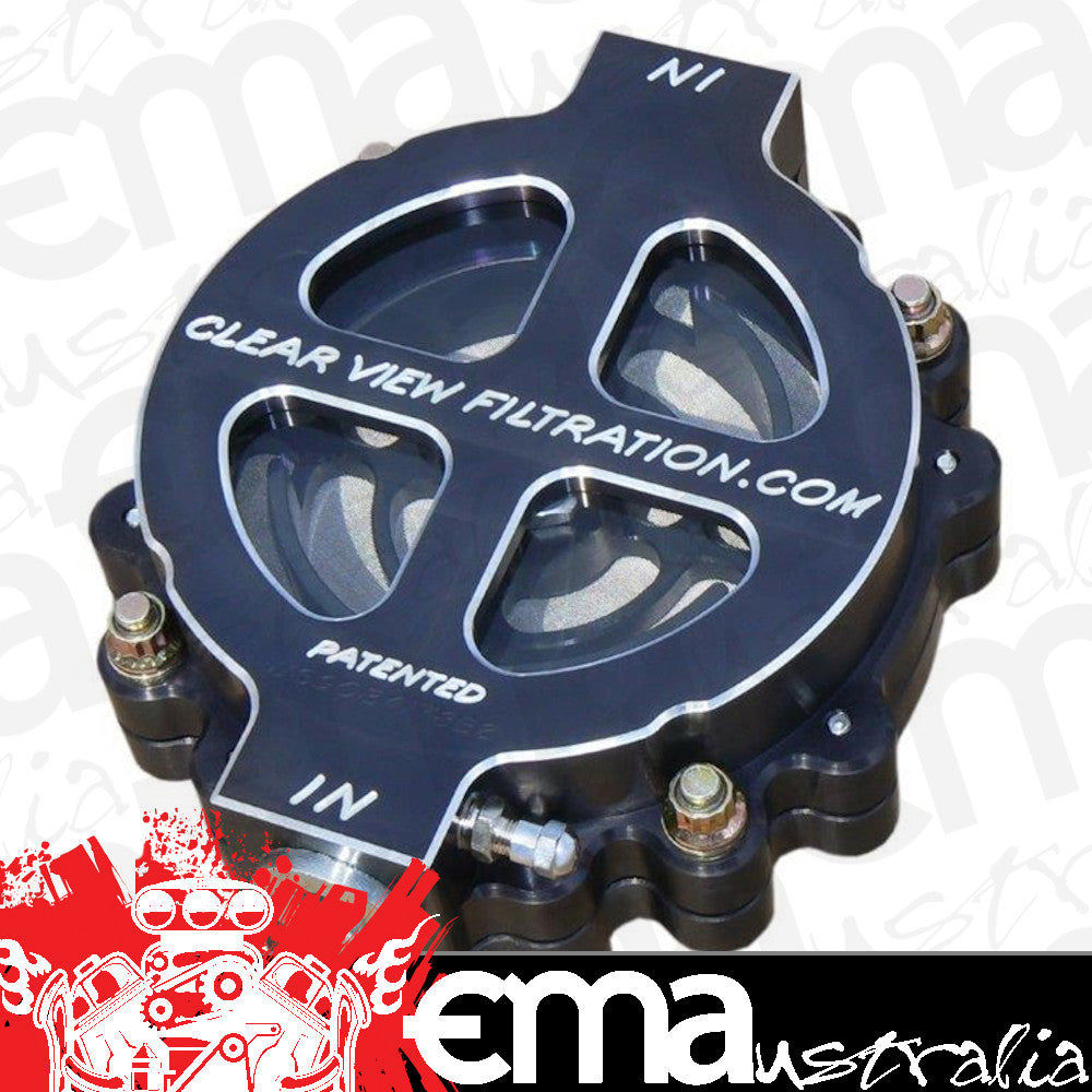 Clear View Filtration CV100-60-B 6" Hi-Flow See Through Oil Filter - Black