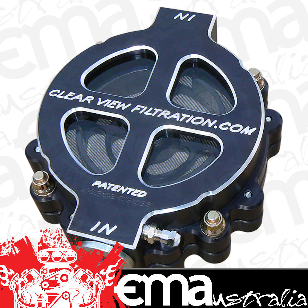 Clear View Filtration CV101-115-B 6" Dry-Sump See Through Oil Filter - Black