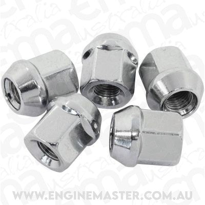 Aeroflow AF3031-1000 Acorn Short Open Chrome Wheel Nuts - 7/16-20" Pack of 5, 60 Degree Taper