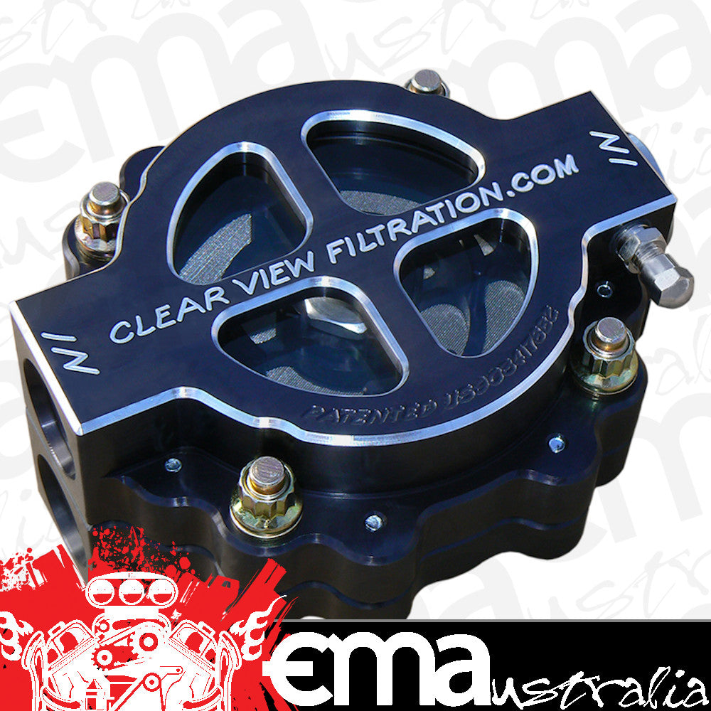 Clear View Filtration CV410-115-B 4" Hi-Flow See Through Oil Filter - Black