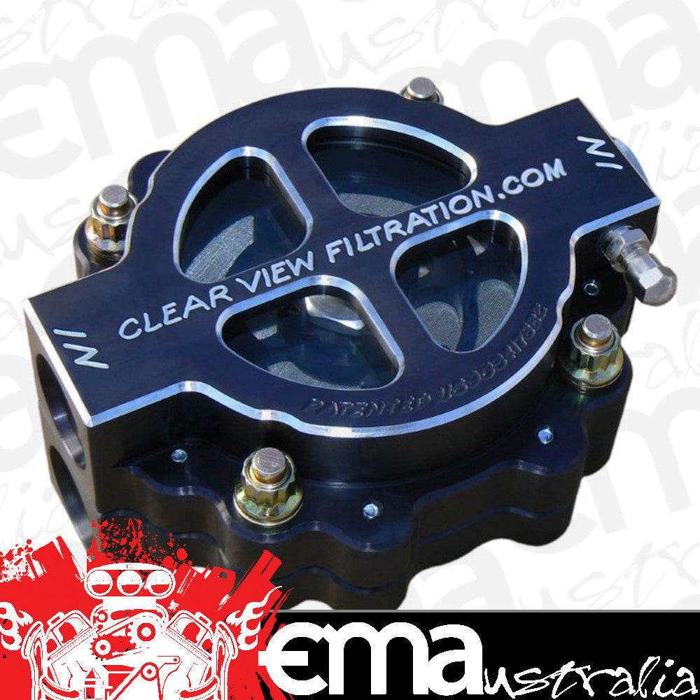 Clear View Filtration CV410-60-B 4" Hi-Flow See Through Oil Filter - Black