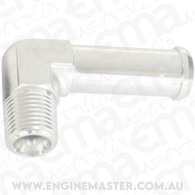 Aeroflow AF842-02-06S 45° 1/8" Male NPT to 3/8" Barb Silver Finish