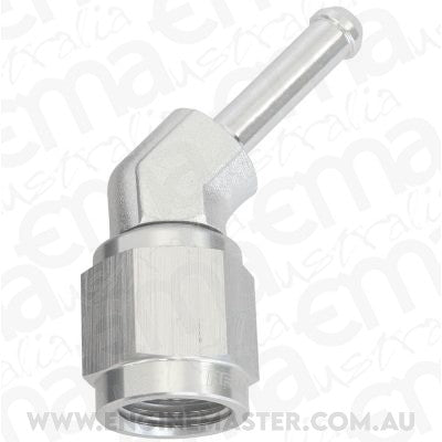 Aeroflow AF412-04S 45° Hose Barb 3/16" to -4AN Silver Finish