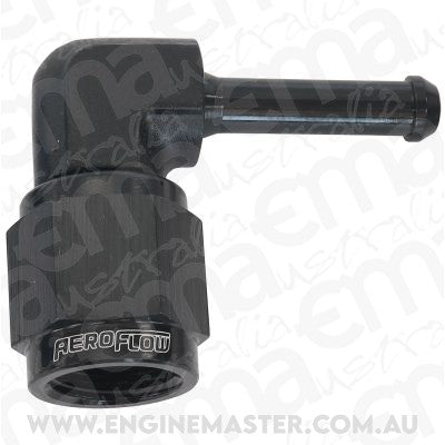 Aeroflow AF413-04BLK 90° Hose Barb 3/16" to -4AN Black Finish
