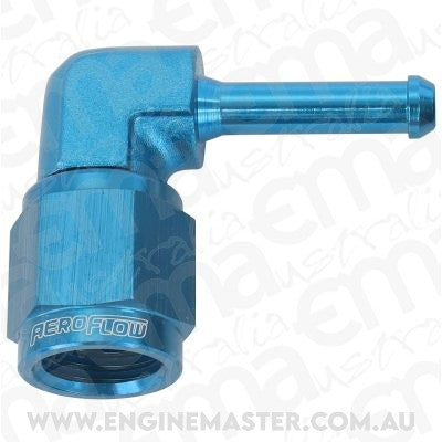 Aeroflow AF413-04 90° Hose Barb 3/16" to -4AN Blue Finish