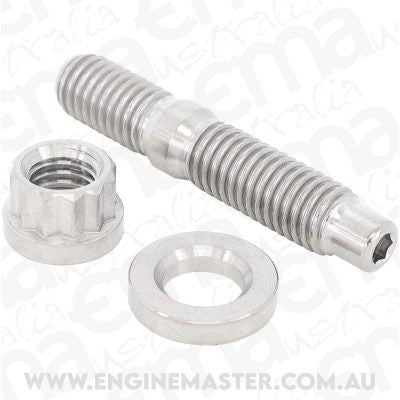 Aeroflow Performance AF55-2000 M8 x 1.25mm Titanium Stud, Nut and Washer Kit Sold as One Stud, One Flat Washer and One 12 Point Nut