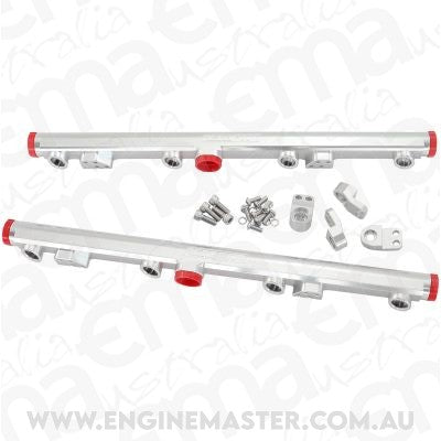 Aeroflow AF64-2155S GM LS1 LS2 LS3 Billet EFI Fuel Rails (Silver) Suit 14mm Short and 3/4" Length Fuel Injectors -8ORB Ports