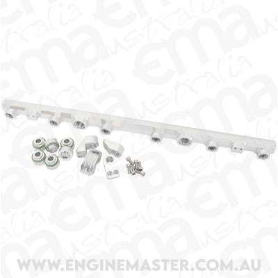 Aeroflow AF64-2259S for Toyota 2JZ-GTE Billet EFI Fuel Rail - Silver Suit 14mm Full Length Fuel Injectors -8ORB Ports