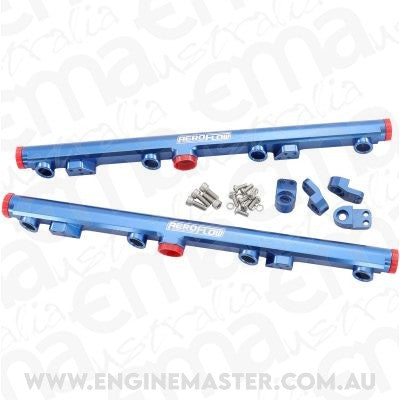 Aeroflow AF64-2155 GM LS1 LS2 LS3 Billet EFI Fuel Rails (Blue) Suit 14mm Short and 3/4" Length Fuel Injectors -8ORB Ports
